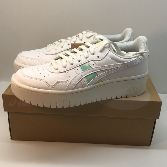 Asics Womenś Japan S PF Retro Platform Sneaker Size 9 White/Oasis Green Color - Picture 11 of 12